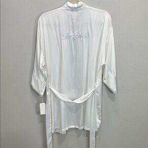 In Bloom White bridal Robe with light blue trim